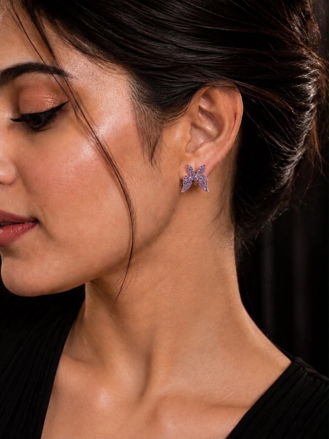 Violet Bloom Convertible Earrings, view 3