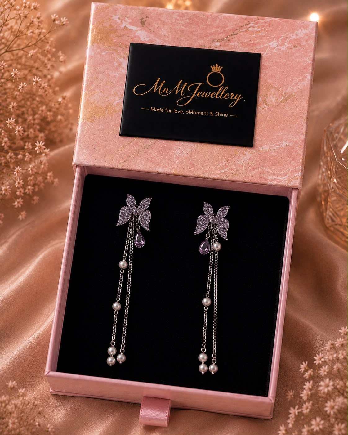 Violet Bloom Convertible Earrings, view 4