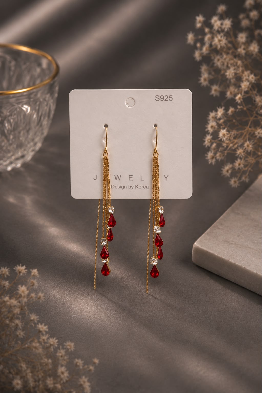 Cascade Teardrop Earrings, Ruby Cascade